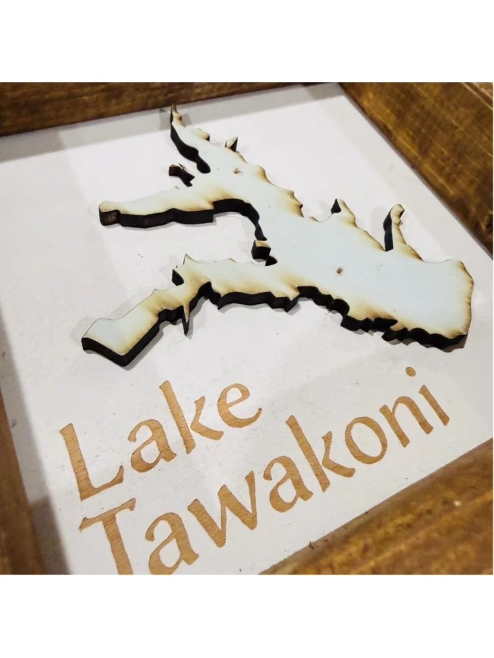 Lake Tawakoni Wood Wall Art Framed Lake Map Sign Rustic Cabin Man Cave Decor 7”